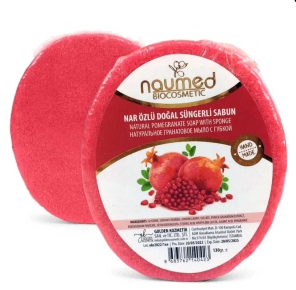 Naumed Biocosmetic Pomegranate Natural Extract Hand Made Sponge Soap, 135 gr
