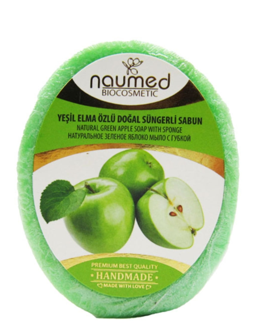 Naumed Green Apple Extract Natural Hand Made Sponge Soap 135 gr