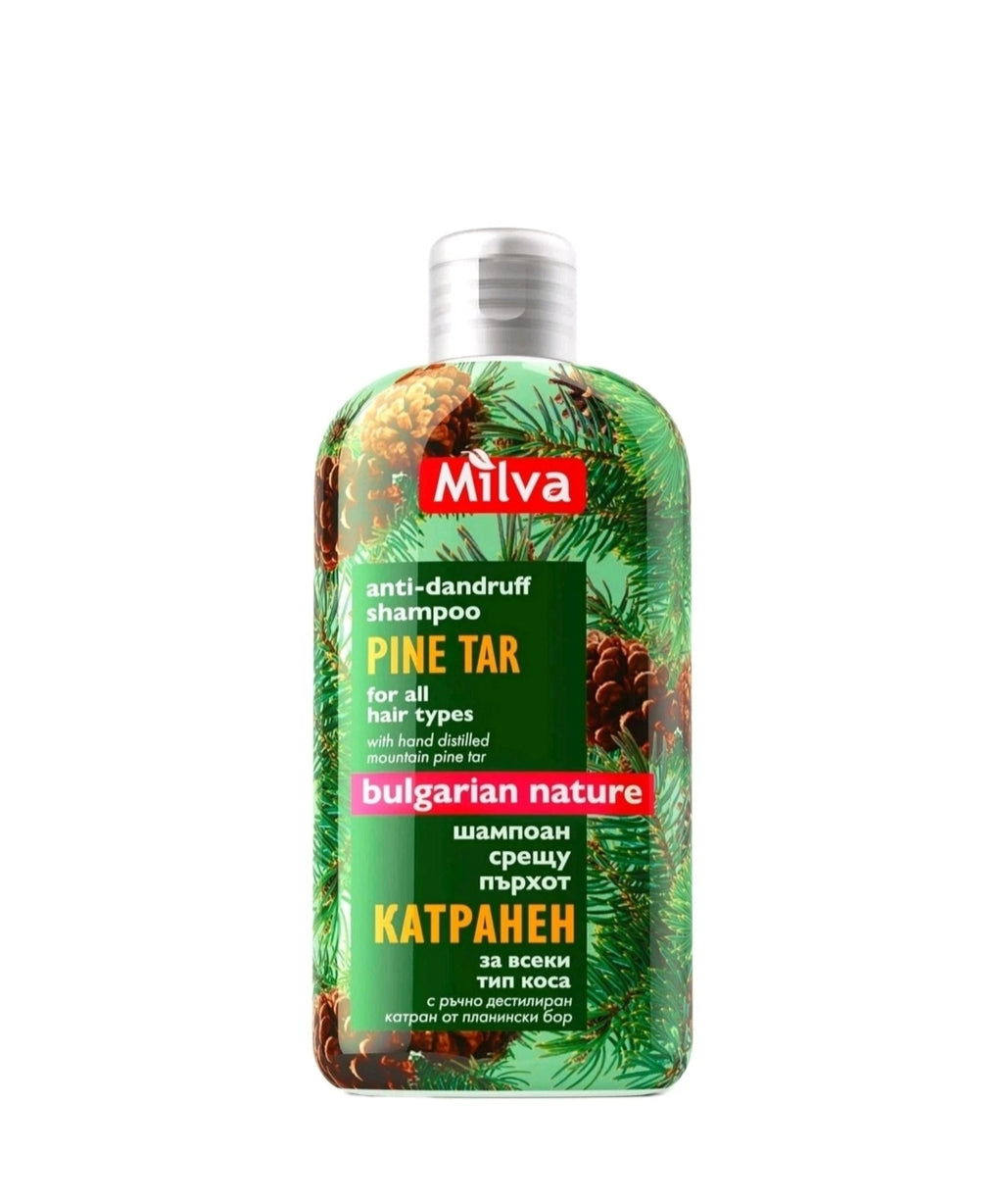 Milva Hair Care Anti-Dandruff Shampoo for All Hair Types with Pine Tar, 200ml