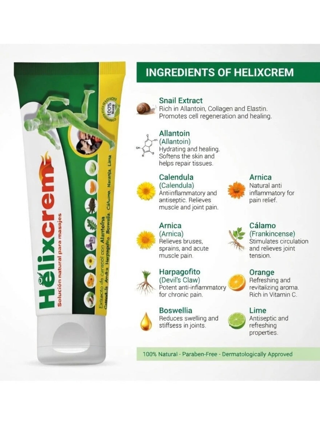 Helix Original Cream for Joint & Muscle Snail Protein, Arnica & Boswellia, 100ml