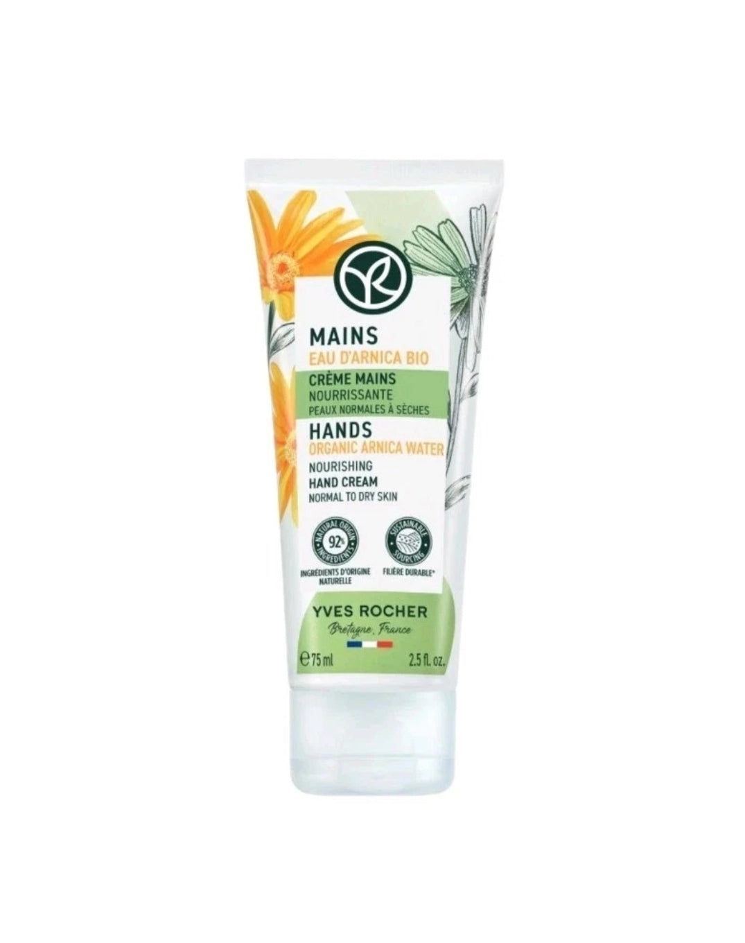 Yves Rocher Arnica Nourishing Hand Cream with Organic Arnica Water, 75ml