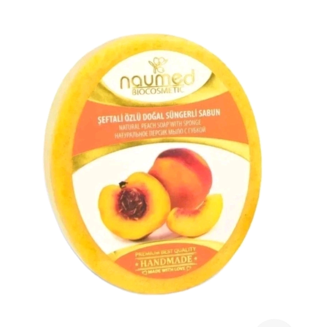 Naumed Biocosmetic Natural Extract Peach Hand Made Sponge Soap 135 gr