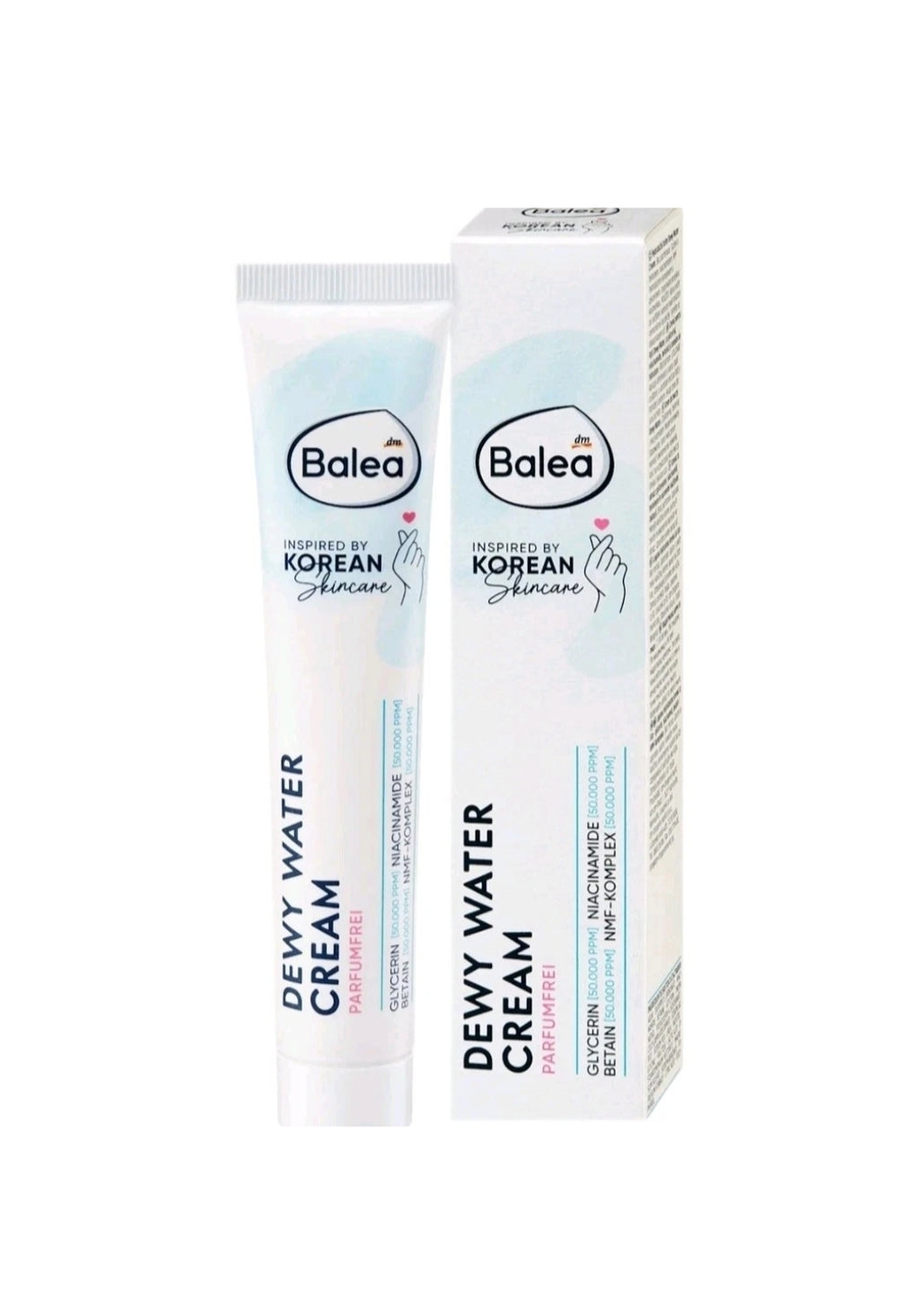 Balea Dewy Water Moisturizing Fragrance Free Cream with 5% Niacinamide, 50 ml
