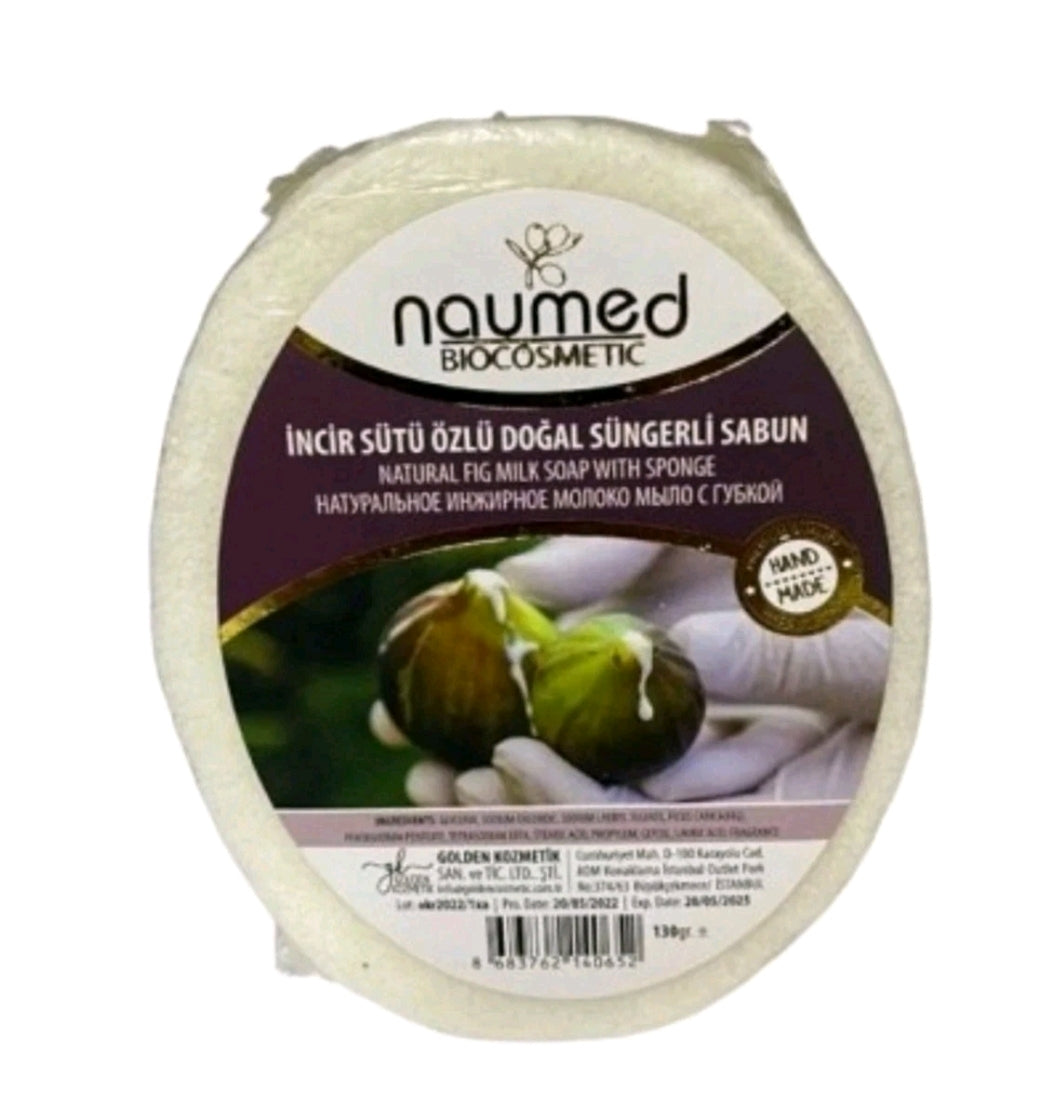 Naumed Biocosmetic Natural Extract Fig Milk Hand Made Sponge Soap 135 gr
