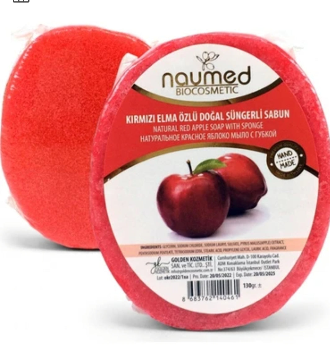 Naumed Red Apple Extract Natural Hand Made Sponge Soap 135 gr