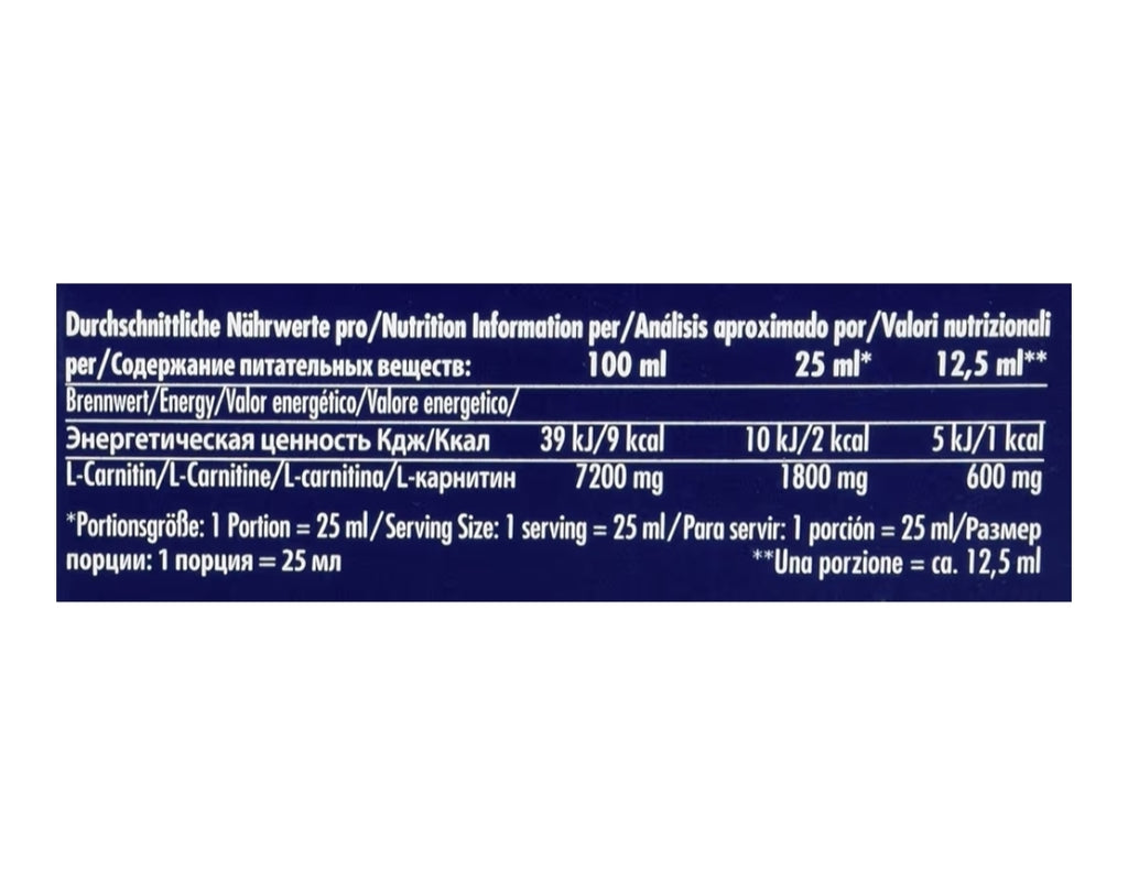 Multipower Sportsfood L-Carnitine Peach Liquid Shots Pack of 20 x 25ml
