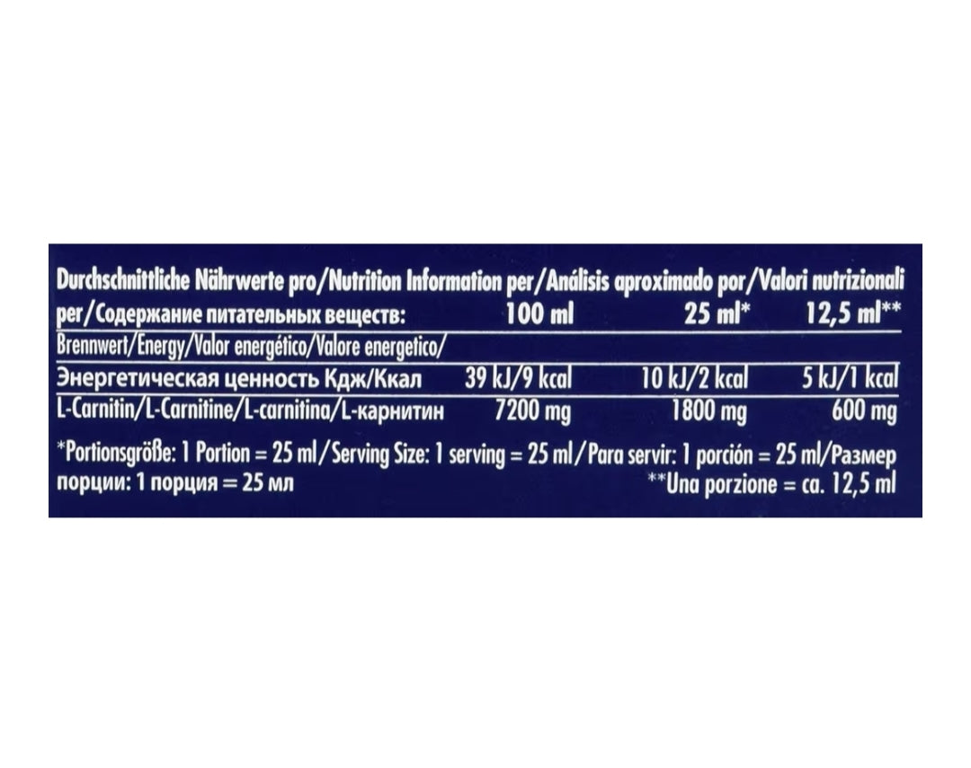 Multipower Sportsfood L-Carnitine Peach Liquid Shots Pack of 20 x 25ml