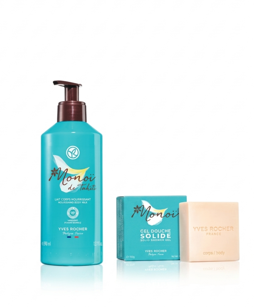 Yves Rocher Monoi de Tahiti Body Milk & Solid Shower Gel Set