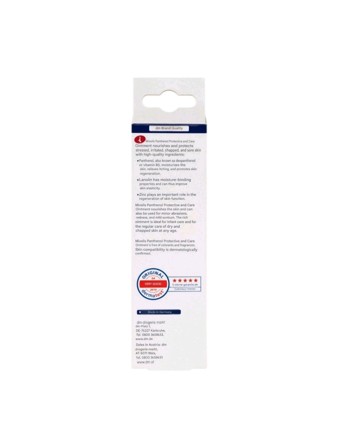 Mivolis Panthenol Protect & Care Ointment with Panthenol, Zinc & VitaminB5,75 ml