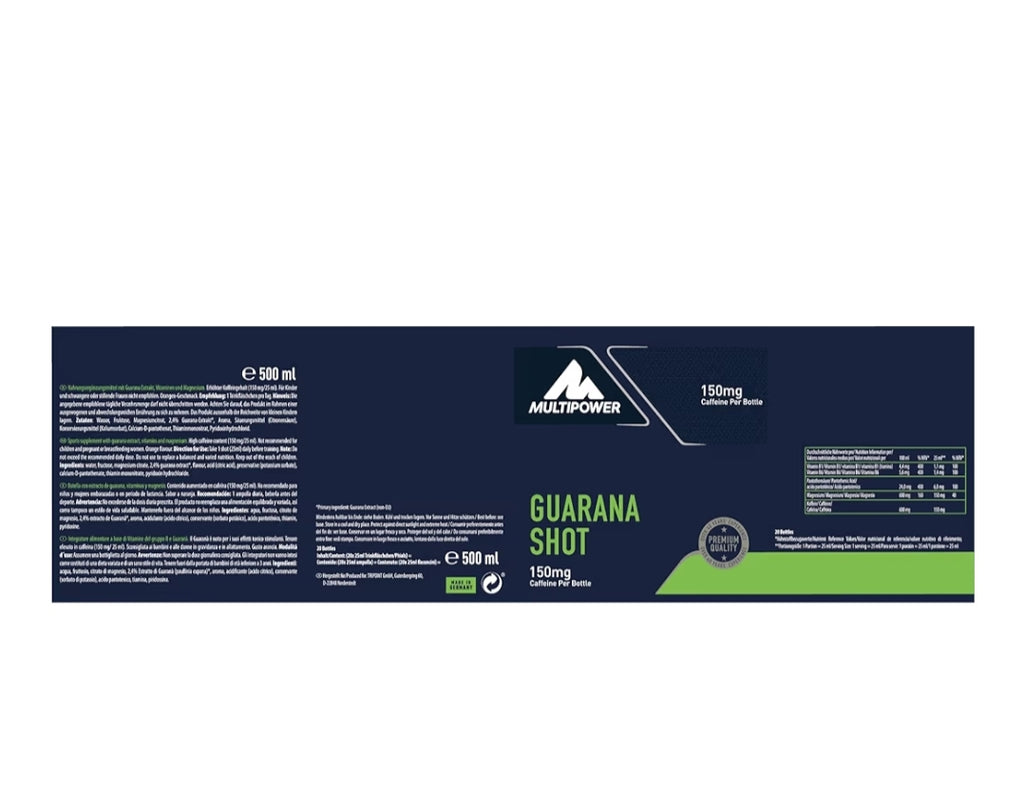 Multipower Sportsfood Guarana Shots Pack of 20 Shots x 25ml