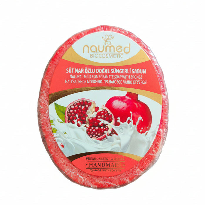 Naumed Natural Extract Pomegranate & Milk Hand Made Sponge Soap, 135gr
