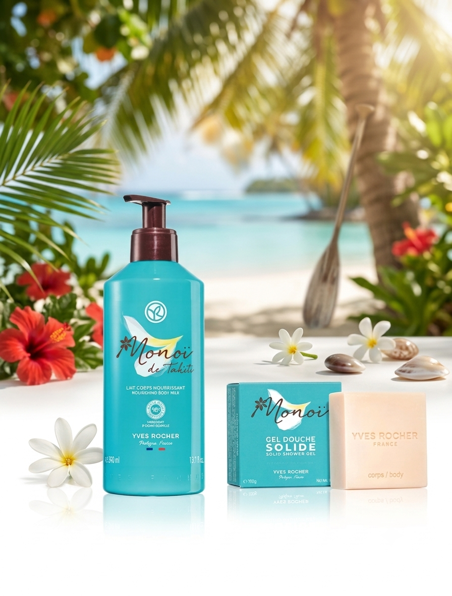 Yves Rocher Monoi de Tahiti Body Milk & Solid Shower Gel Set