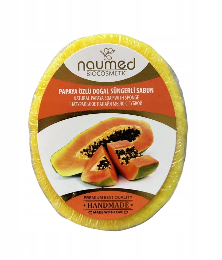 Naumed Biocosmetic Papaya Natural Extract Hand Made Sponge Soap 135 gr