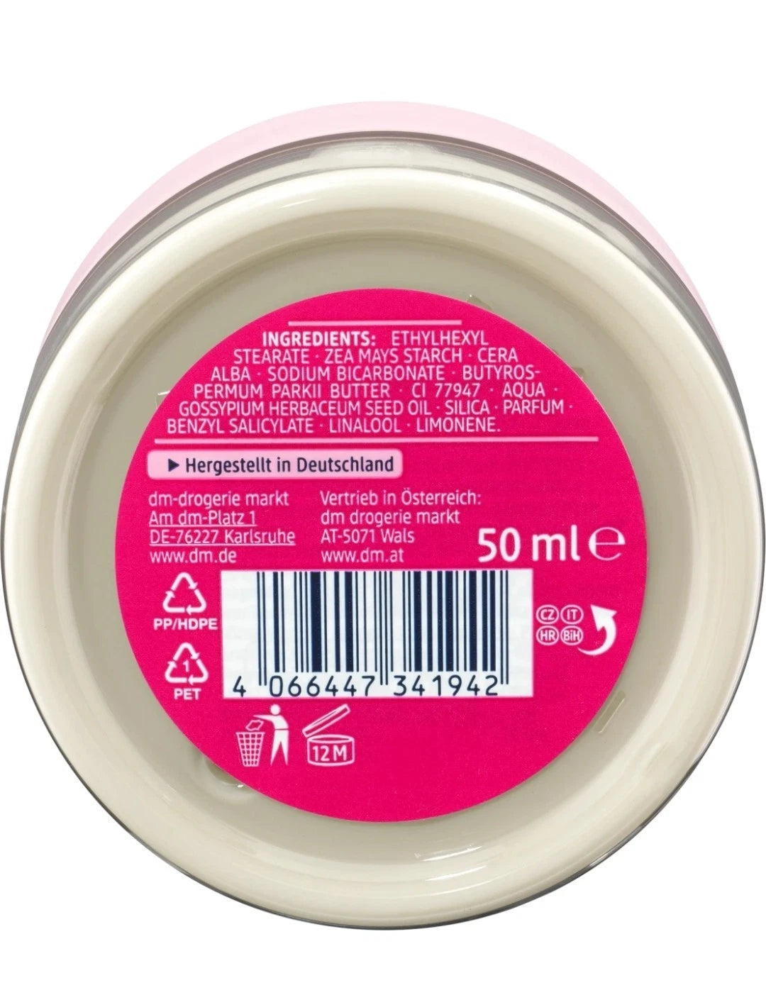 Balea Deodorant Body Cream with Soda & Zinc Raspberry & Magnolia 50 ml